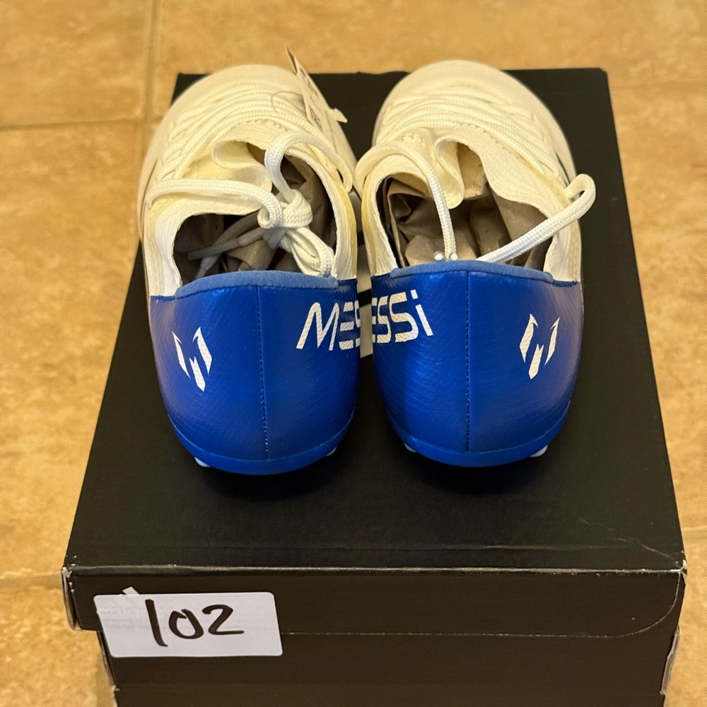 ADIDAS youth Nemeziz Messi 18.3 FG White and Blue Soccer Cleats - Picture 4 of 16